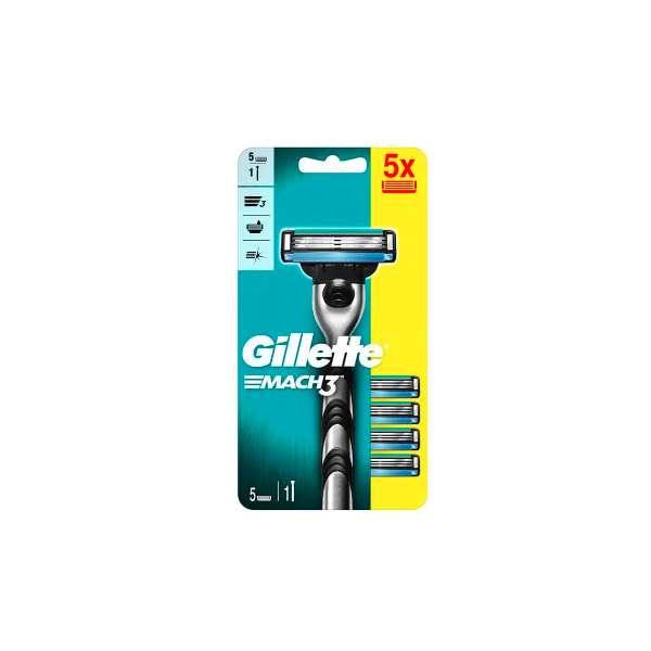 Varuterad Mach3 5tk + käepide, GILLETTE, 5 tk.png